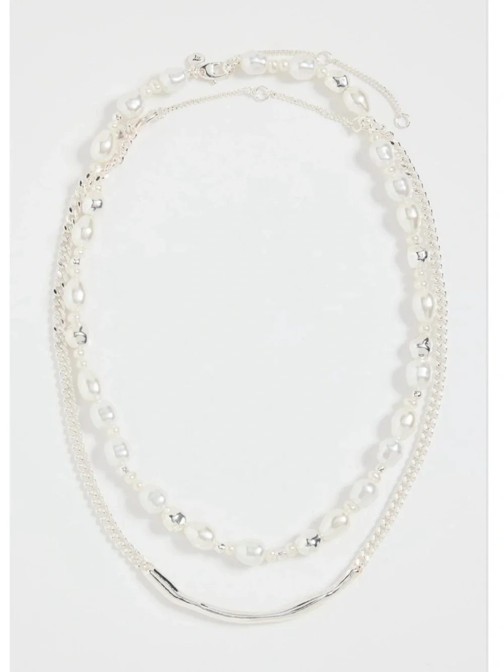 NWT Madewell Layered Freshwater Pearl and Silver Necklace - Picture 2 of 8